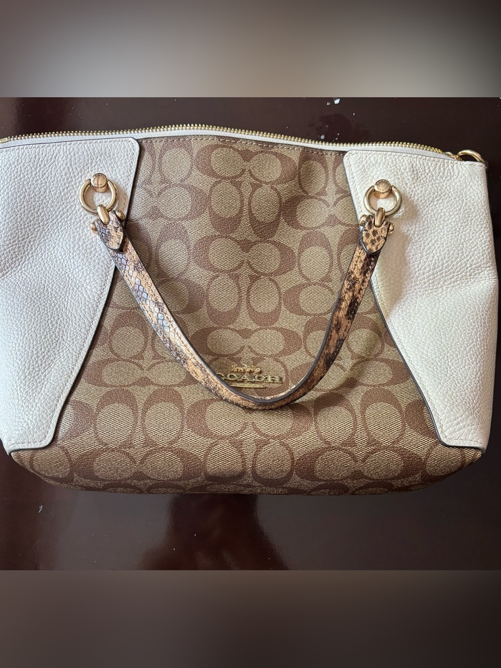 Coach Brown and Cream Monogram Canvas Tote